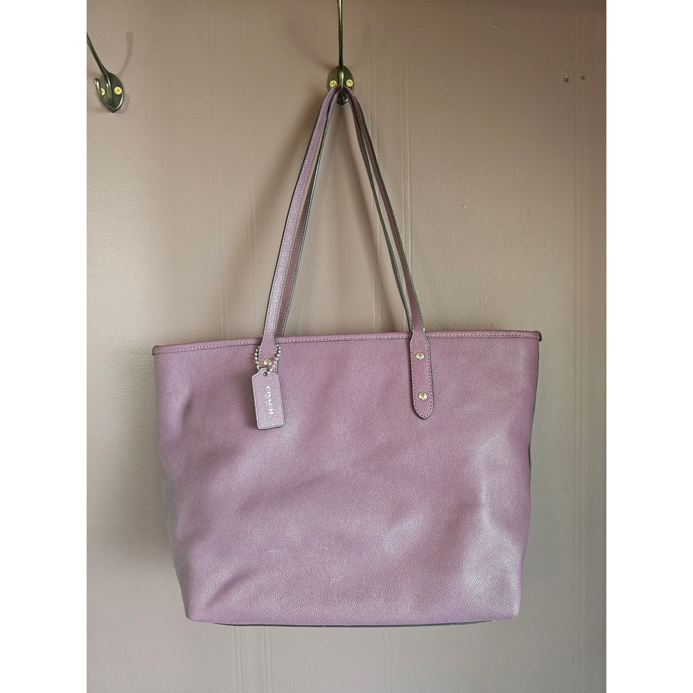 Coach City Tote in Crossgrain Leather Purple F57522 Handbag Shoulder Bag - Picture 4 of 12